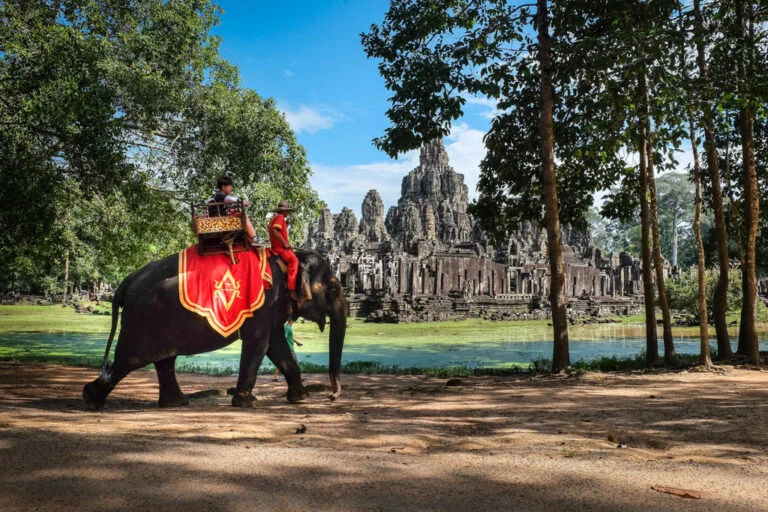 Elephant Ride at Bayon Temple Of Angkor Thom City